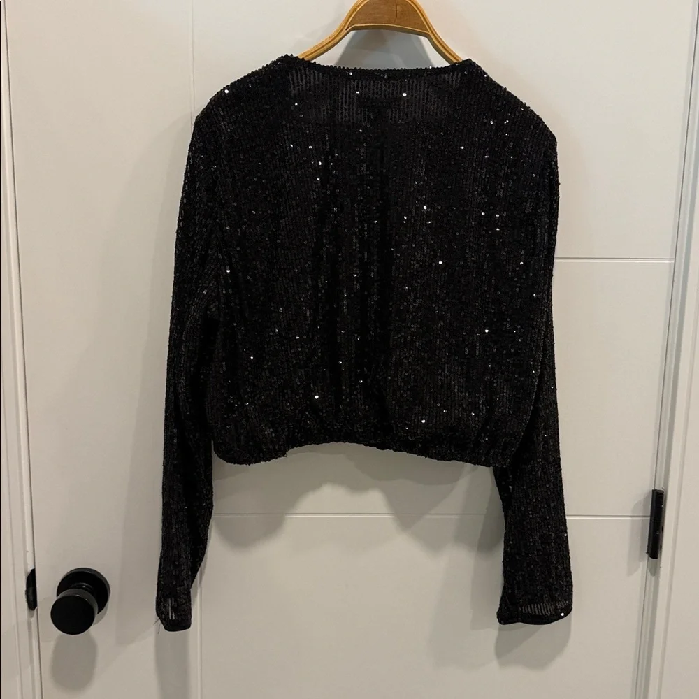 H&M Black Sequin Blouse size XL - Picture 5 of 6